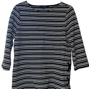 IMNYC Black & White Striped Top w/ Criss-Cross Detail at Hips, Size S
